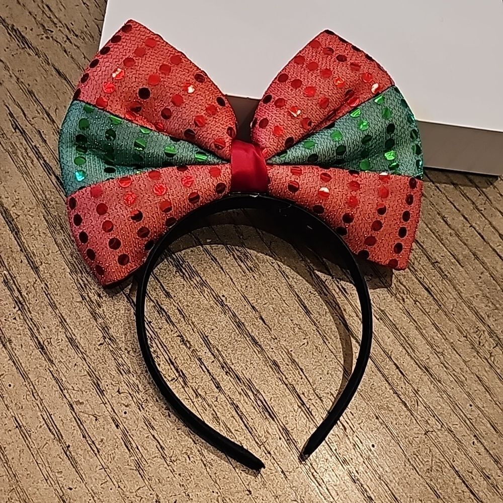 Red and green bow headband - Picture 4 of 4